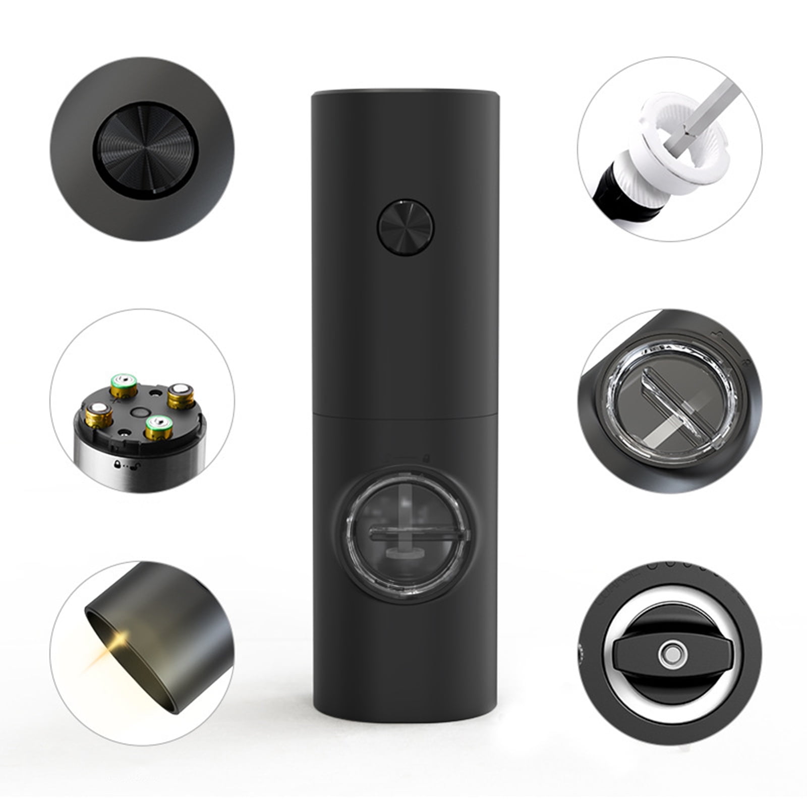 2 Pcs/set Electric Salt and Pepper Grinder Battery-Powered Automatic Salt and Pepper Mill with LED Light