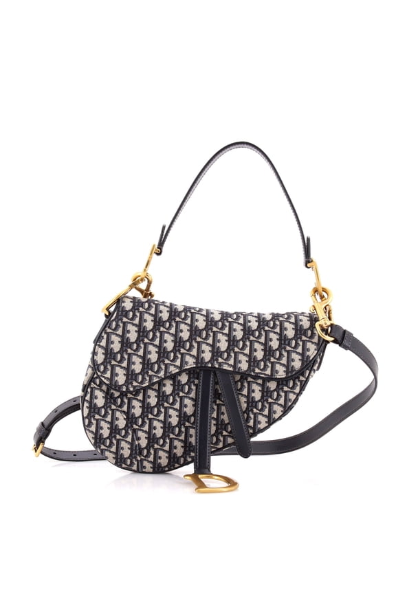 Pre-Owned Saddle Handbag with Strap Oblique Canvas Medium By Rebag