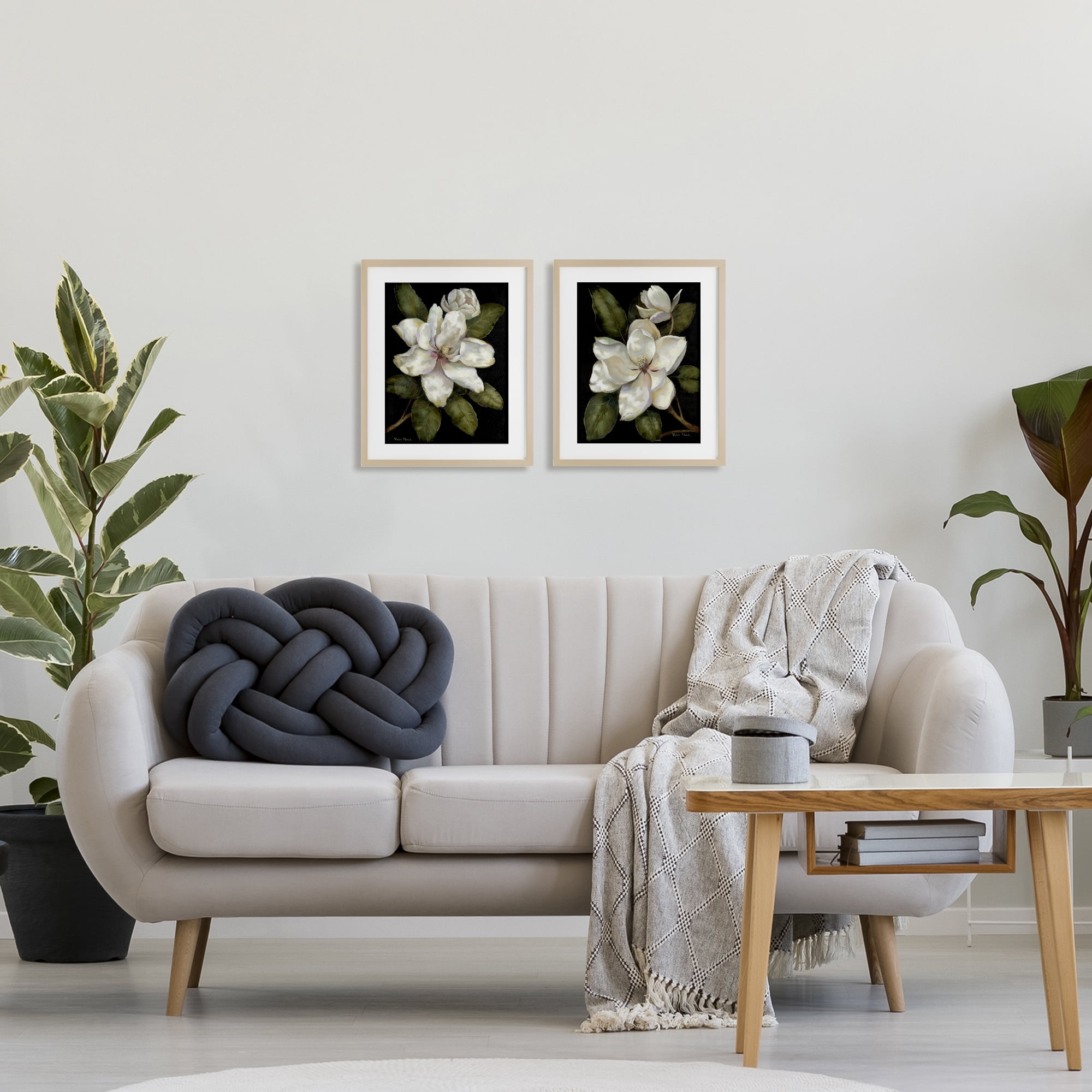 Stupell Industries Magnolia Buds & Blooms 2 Piece Birch Framed Print Under Glass Set, design by Nan