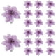 thumbnail image 5 of Decoración navideña con purpurina, flores navideñas moradas, tela artificial hueca, simulación de flores de árbol de Navidad para decoración de bodas, adorno (20 piezas), 5 of 5