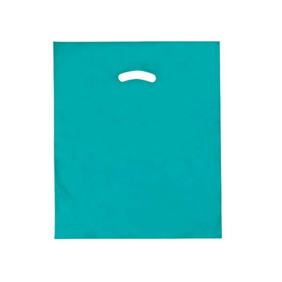 Pack Of 500, 15 x 18" x (With 4" Bottom Gusset) Solid Teal Super Gloss Recycled Plastic Bags 1.25 Mil Made in USA