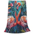 thumbnail image 2 of Fotbe Romantic Flamingo Pair Manta de Franela Acolchonada con Estampado, Súper Suave y Esponjosa, Extra Grande para Sofá, Cama, Uso Todo el Año-50"x40", 2 of 7