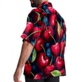 thumbnail image 3 of Cherry Men's Short Sleeve Spread Collar Hawaiian Shirts, Casual Printed Button Down Summer Beach Tops, Unisex Men's Shirts, 3 of 6