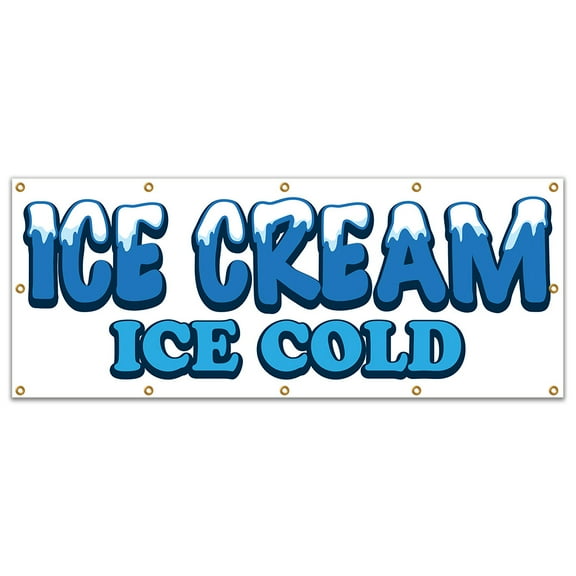 SignMission B-120 Ice Cream Ice Cold19 120 in. Concession Stand Food Truck Single Sided Banner - Ice Cream Ice Cold