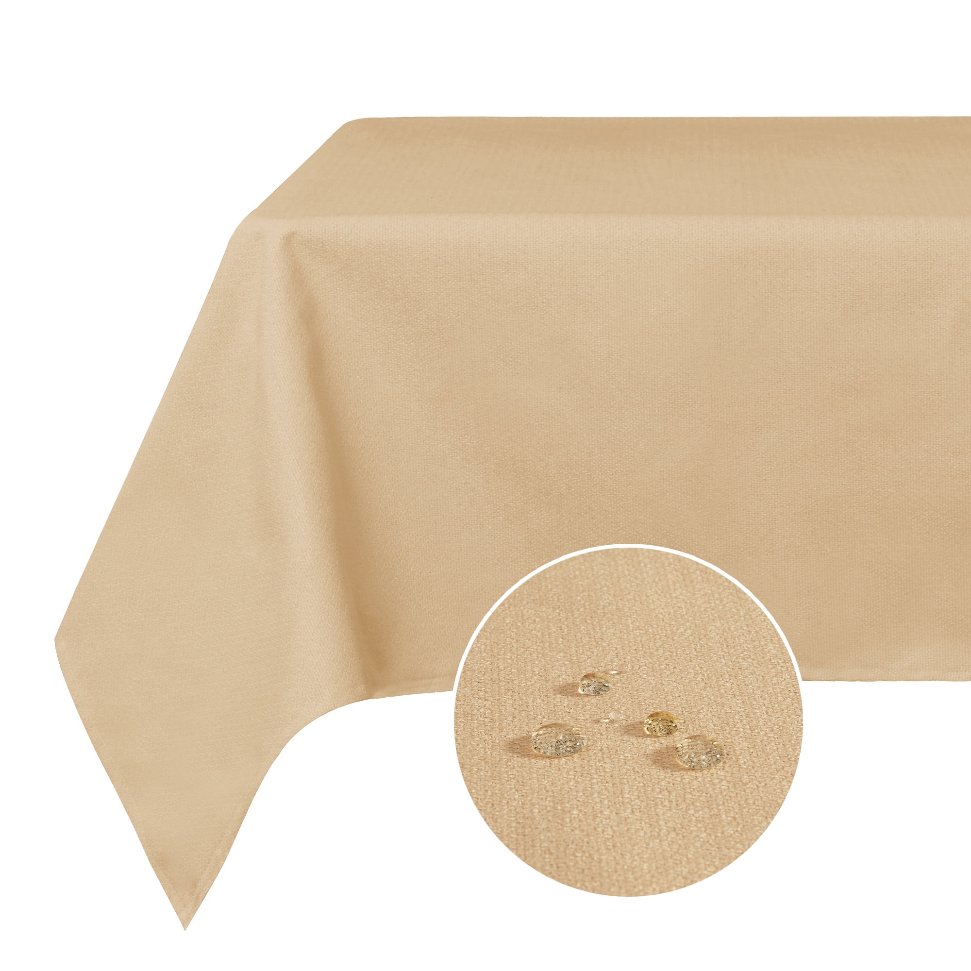 Deconovo Fall Square Tablecloth, Waterproof Solid Color Table Cover with Rolled Sides for Thanksgiving Dining Decor, 54"x54", Dark Beige