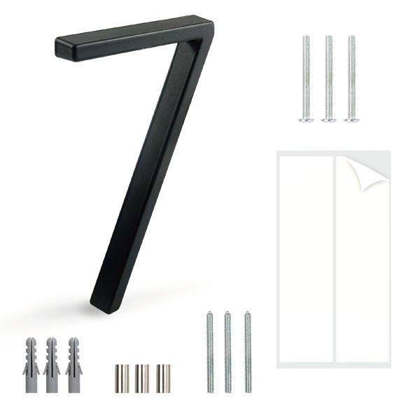 Placa de número de casa HASWARE de 5" flotante, aluminio negro