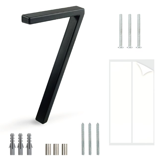 Placa de número de casa HASWARE de 5" flotante, aluminio negro