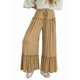 thumbnail image 3 of Pantalones Palazzo Holgados de Playa con Cintura Alta Elástica, Dobladillo con Volantes y Pierna para Mujer Caqui XL, 3 of 7
