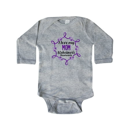 

Inktastic I Love My Mom Alzheimer s Awareness with Purple Hearts Gift Baby Boy or Baby Girl Long Sleeve Bodysuit