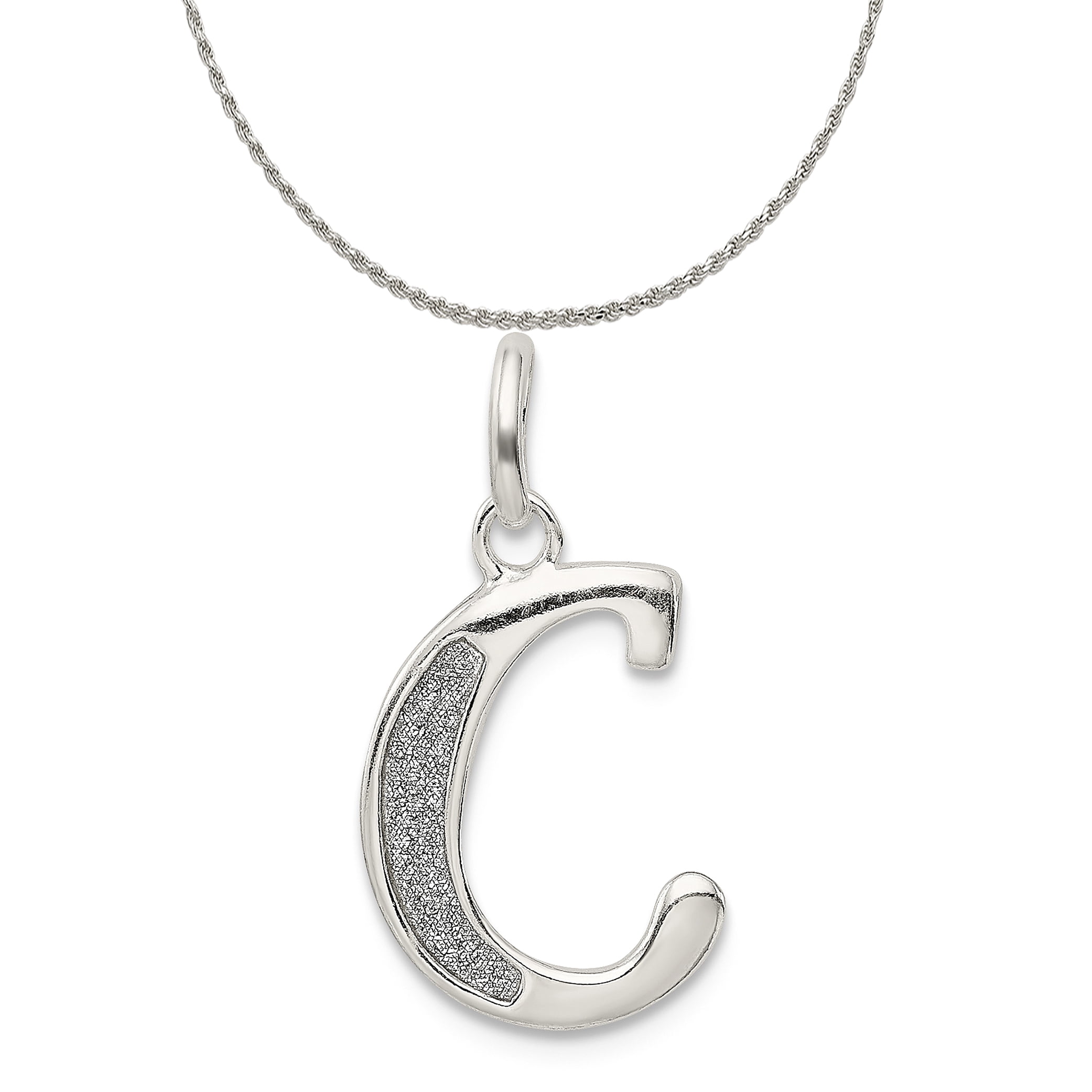 925 Sterling Silver Initial C Charm and Pendant