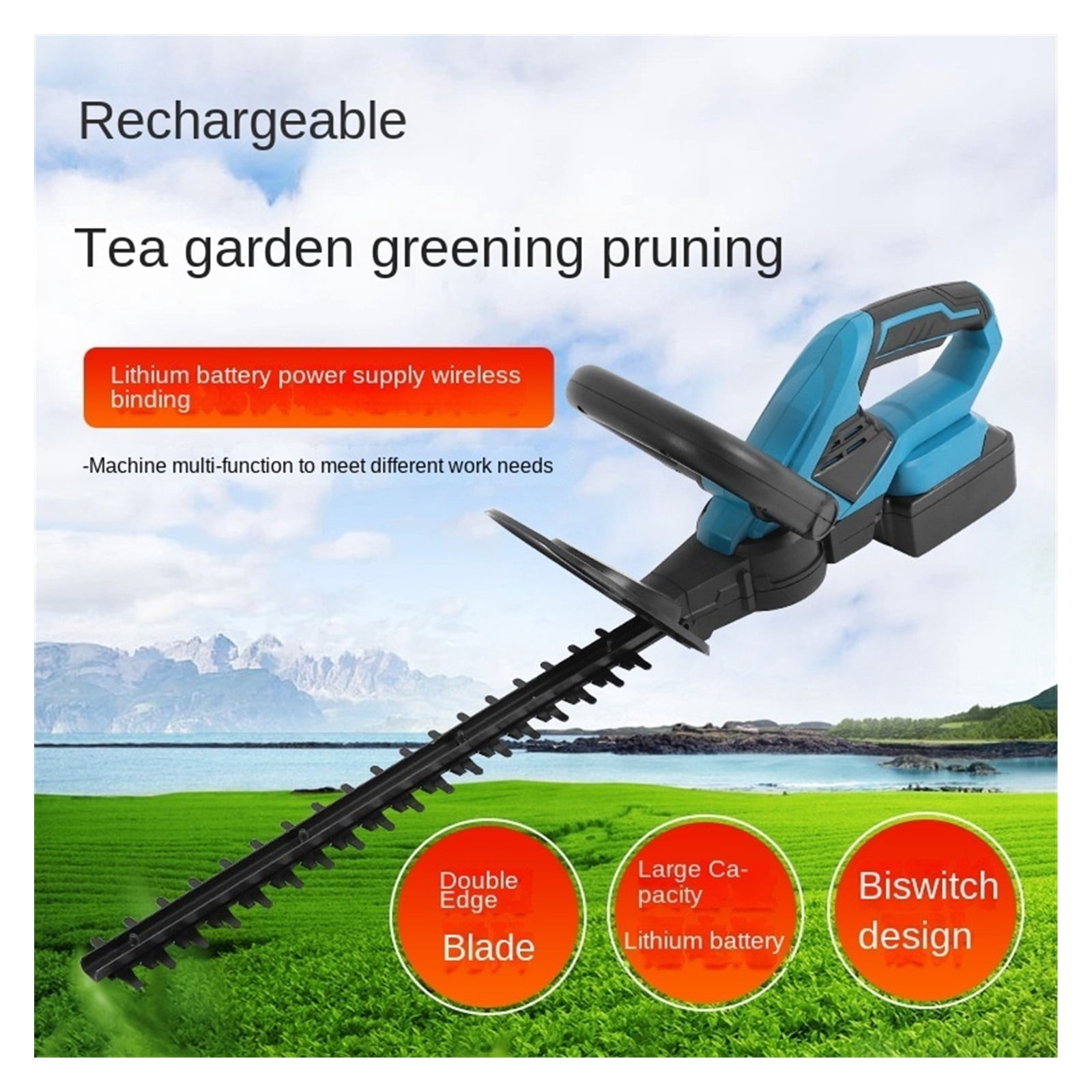 24V Cordless Grass Hedge Trimmer Electric Pruning Household Lawn Mower Grass Shear Lithium-ion Rechargeable Garden Tool Machine ,2 IN 1 Trimmer & Edger