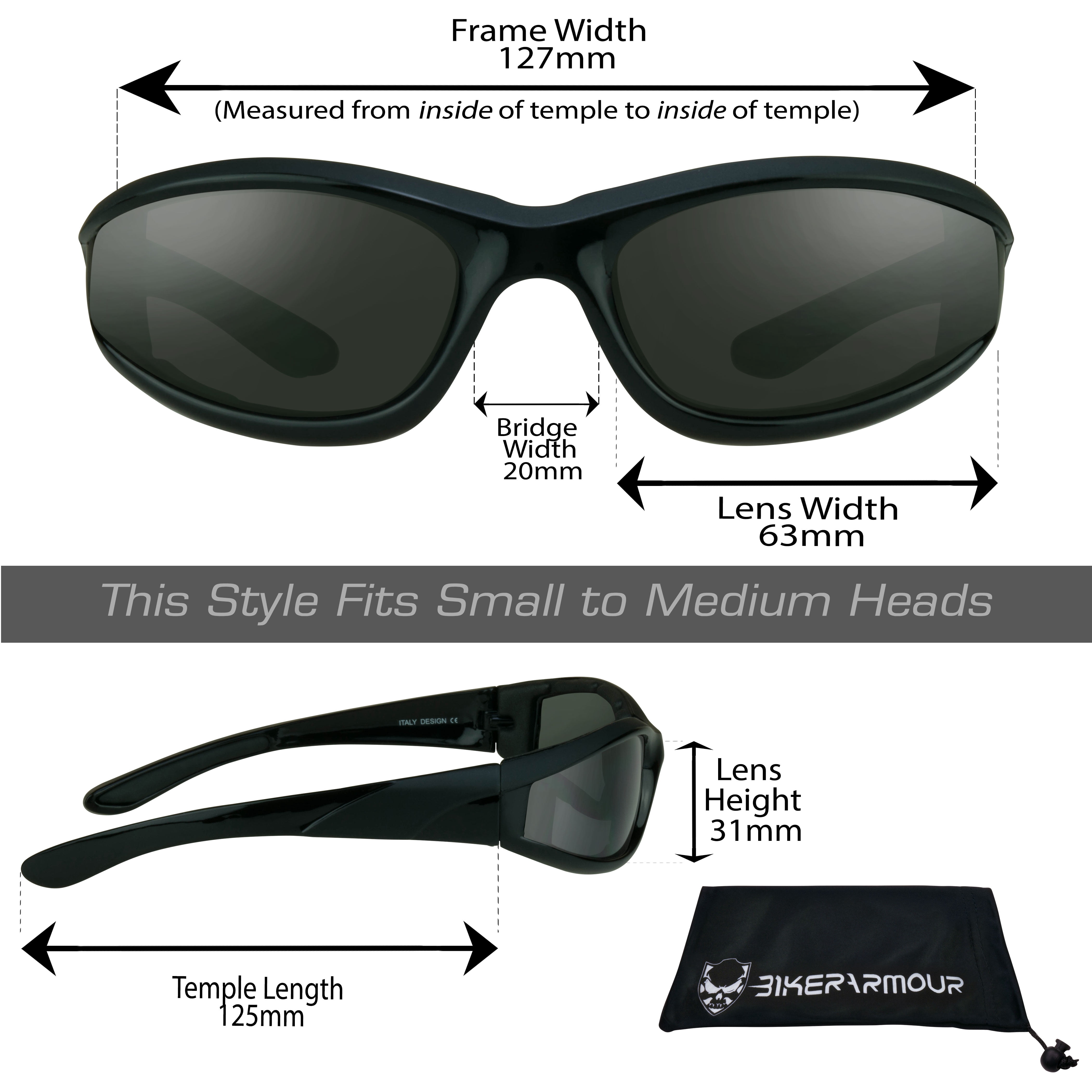 Bikershades Motorcycle Biker Riding Safety Sunglasses Black Men Women Gray 2 Pairs