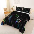 thumbnail image 2 of Manfei Glowing Galaxy Stars Queen Comforter Set,Sprinkle Print Comforter Sets Queen,Black,Black Reversible,3 Pieces,1 Comforter and 2 Pillowcases, 2 of 7