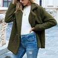 thumbnail image 6 of Ecqkame Women's 2023 Fashion Winter Coat Long Sleeve Lapel Zip Up Faux Shearling Fuzzy Oversized Shacket Jacket Green M, 6 of 9