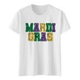 thumbnail image 4 of Mardi Gras Shirts for Women Carnival Funny Letter Print Short Sleeve Crewneck Tees Dressy Casual Stretch Comfy Pullover Tunic Tops, 4 of 4