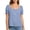Blue, variant on Women’s Button Square Neck Puffed Sleeve Chiffon Tops Short Sleeve Casual Ruffled Cuffs Solid Color Blouses (Pink,S)