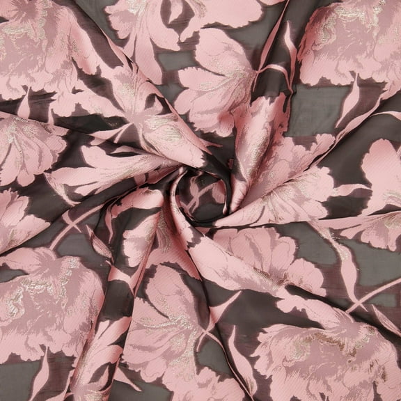 Zelouf Athena Floral Jacquard , Sewing, DIY, Crafts Fabric by the Yard, Black/blush, 20 Yard