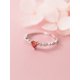 thumbnail image 3 of 1pc S925 Silver Plated With 14k Gold And White Gold Women's Ring With Heart Shaped Ruby & Cubic Zirconia Stone In Japanese Style, Elegant And Fresh, Nice Gift For Girls, 3 of 5