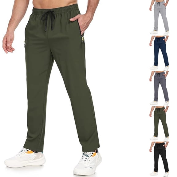 Men's Lightweight Hiking Pants Breathable Quick Dry Waterproof Camping Fishing Running Athletic Active Jogger Pant, #02 Army Green L