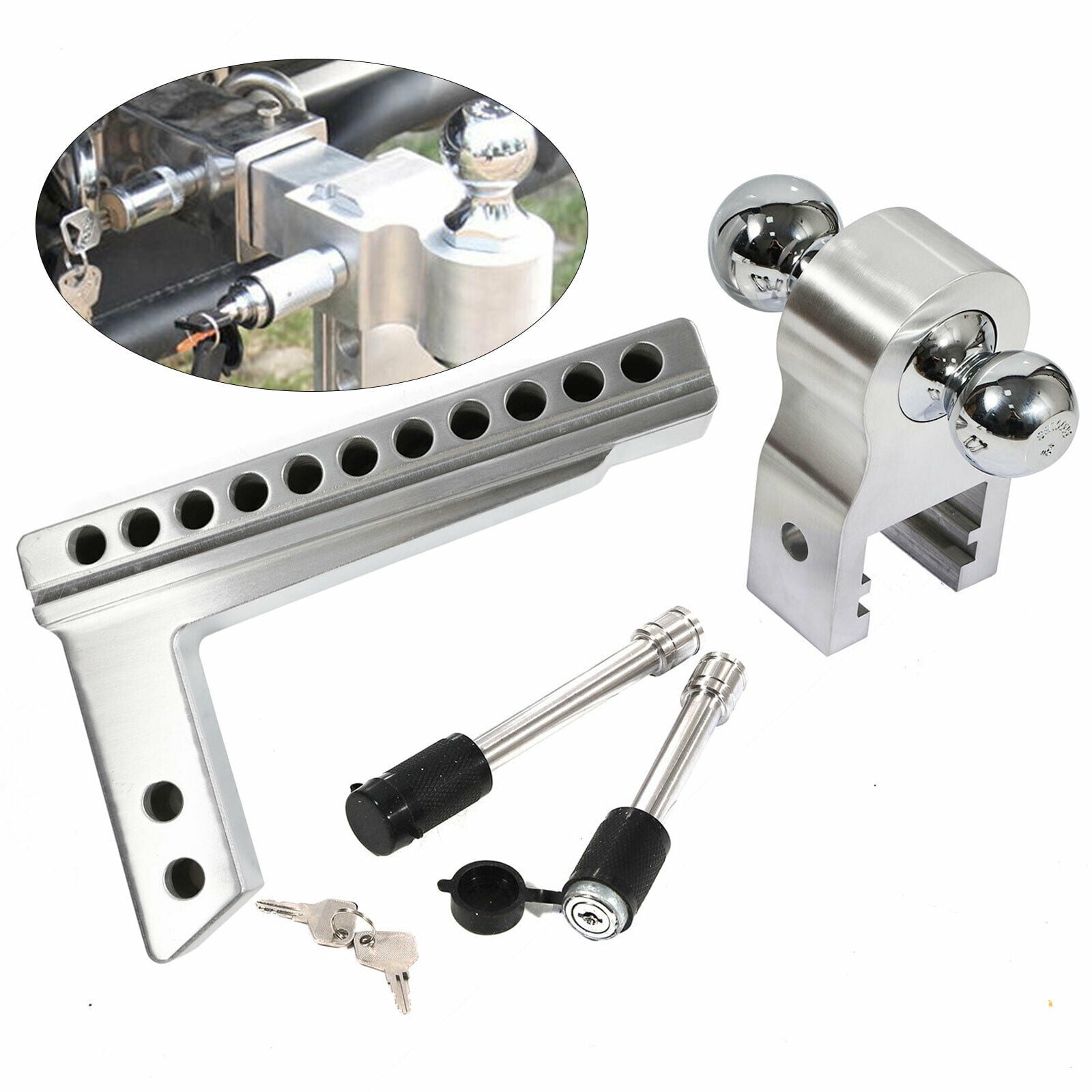 Anqidi 10" 11 Holes Adjustable Trailer Hitch Aluminum Tow Hitch, 2