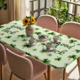 thumbnail image 3 of Saint Patrick's Day Table Cloths for 4 Foot Rectangle Tables, Green Spring Botanical Clovers Leaf Patio Waterproof Elastic Fitted Tablecloths, Washable Rectangular Table Cover for Camping, 3 of 8