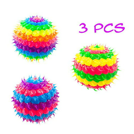 3 Pieces Bouncy Hand Balls for Kids with Multicolored Soft Spikes - Fidget Toy for ADHD, ADD, Anxiety - Great Party Favors, Treat Bag Fillers, Stocking Stuffers, Toy Gifts for (Best Way To Treat Adhd)