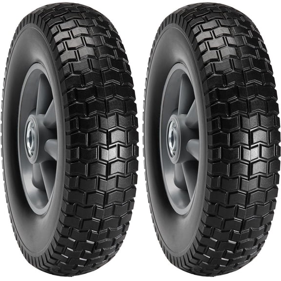VEVOR Solid PU Run-Flat Tire Wheel, 10", 2-Pack, 180 lbs Dynamic Load, 220 lbs Static Load, Flat Free Tubeless Tires and Wheels for Hand Truck, Utility Cart, Dollies, Garden Trailers, Various Carts