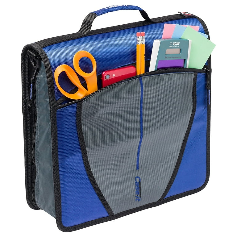 Case It 3-Inch Mighty Zip Tab Zipper Binder, Blue, D-146, Holds