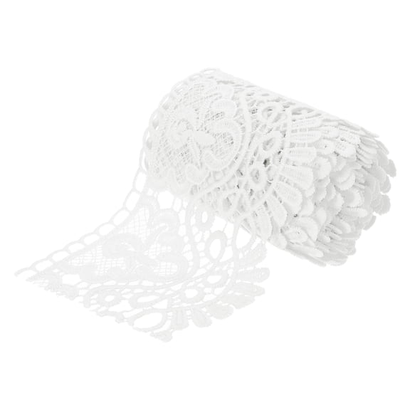 Uxcell 4" Wide 3 Yard Lace Ribbon Floral Pattern White Lace Trim Ribbon for Sewing Making