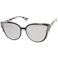 thumbnail image 3 of zeroUV - Women's Metal Frame Colored Mirror Flat Lens Cat Eye Sunglasses 56mm - 56mm, 3 of 5
