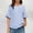 A1306 Blue, variant on Tunic for Women Crewneck Ruffle Short Sleeve Casual Loose Striped Peplum Hem Flowy Lightweight Flare Spring Summer Blouse Top