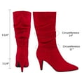thumbnail image 3 of BURUDANI Women's Fashion Pointed Toe Mid Calf Boots Stiletto High Heel Slouch Zipper Boots KIMLY RED/SUEDE Size 10, 3 of 7