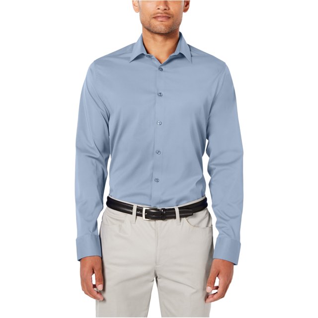 Ryan Seacrest - Camisa elástica con botones para hombre, ajuste moderno, azul, grande
