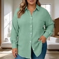 thumbnail image 7 of AUNVITO Women's Plus Size Solid Color Long Sleeve Button Front Shirt with Turn-Down Collar and Pocket Casual and Classic, 7 of 7