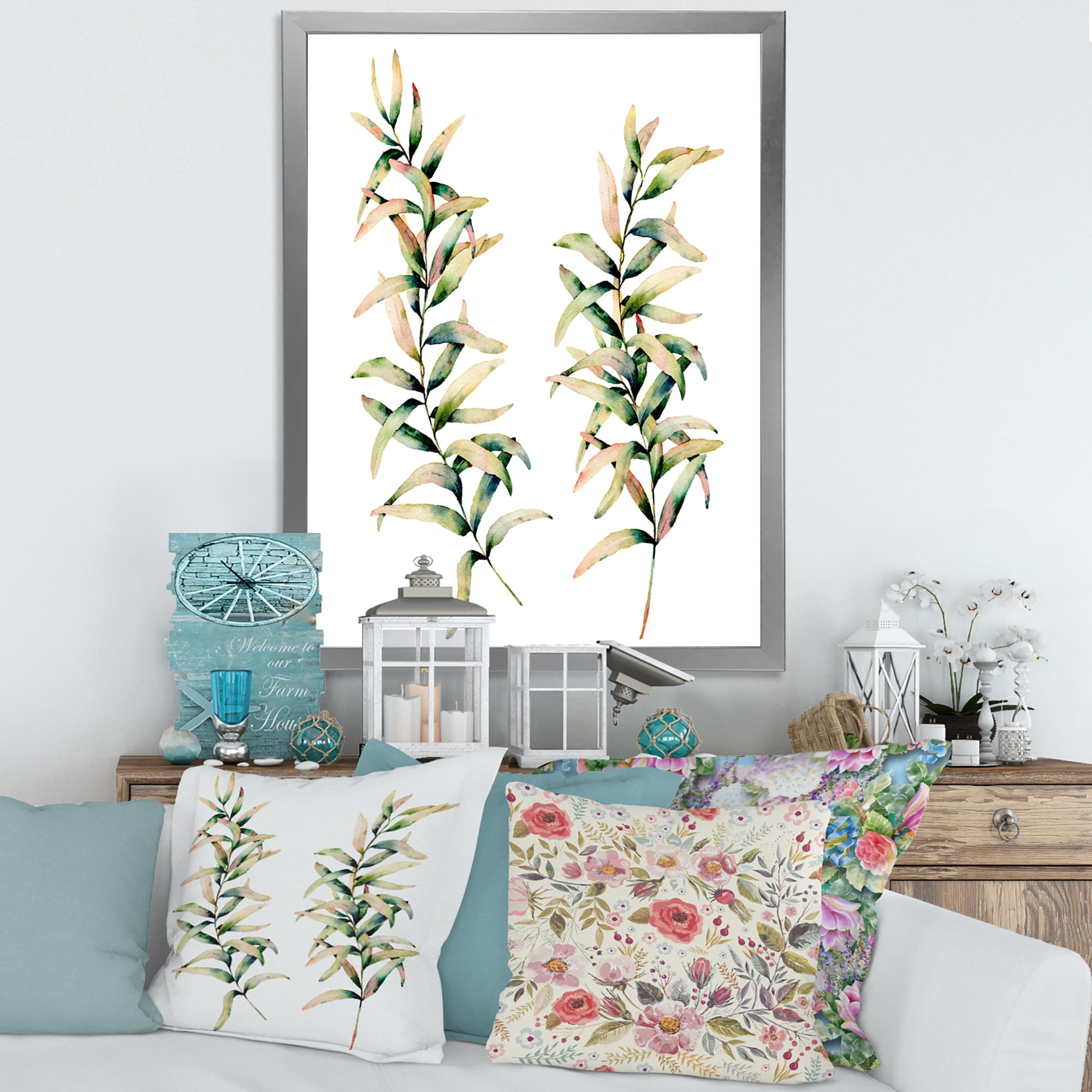 Designart 'Autumn Branches of Grass ' Traditional Framed Art Print