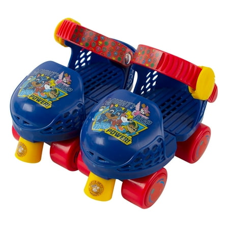 PlayWheels Paw Patrol Kids Glitter Rollerskate Junior Size 6-12 with Knee Pads