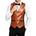 thumbnail image 2 of Mens Sequins Vest formal/Leisure V-neck Shiny Waistcoat Prom Party Tuxedo Size 3XL Orange, 2 of 9