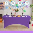 thumbnail image 4 of Galenzoov 2 pack 6FT Rectangular Fitted Tablecloth – Stretchable Spandex Table Cover Machine Washable, Ideal for Wedding, Dinner, Gatherings & Festivals, Dark Purple, 4 of 8