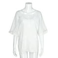 thumbnail image 4 of Chemises pour Femmes Manches Longues Chemise Femmes Été Col Rond Manches Courtes Creux Blouse Décontractée Unie T-Shirt, 4 of 9