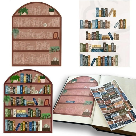 Bible Reading Tracker Stickers, Scripture Study Supplies, Bookshelf Labels for Bible Journaling, Devotional Gifts, Classic Design, Brown