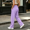thumbnail image 3 of KICILVS Straight Leg Pants Women High Waist Wide Sweatpants Drawstring Elastic Casual Trousers with Pockets Comfy Bottoms Purple, 3 of 8