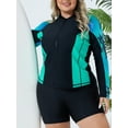 thumbnail image 3 of Charmo Womens Plus Size Long Sleeve Rash Guard Top Zipper Swimsuit Swim Shirt, 3 of 6