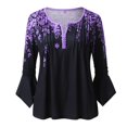 thumbnail image 4 of TSADFHJI Débardeurs pour Femmes Sweat Blouse Vintage Imprimée Col en V Rayée TG Violet, 4 of 5