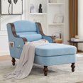 thumbnail image 2 of CQSXDA Oversized Chaise Lounge Indoor Fabric Single Sofa Bed Wide Seat Upholstered Lazy Sleeper Chair Set，Light Blue, 2 of 14