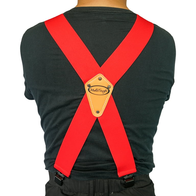 Vintage Skinner Red Suspenders Clip On Adjustable One Size 2'' Wide