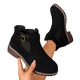 thumbnail image 5 of Chelsea Boots for Women Ankle Almond Toe Low Block Heel Buckle Strap Elastic Side Booties 38, 5 of 5