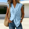 thumbnail image 5 of Aboser Twist Front Wrap Vest Tops for Women Dressy Casual Sleeveless Shirts Summer Cotton and Linen Vests Solid V Neck Blouses for Work Office, 5 of 7