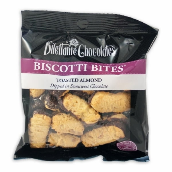 Almond Biscotti Bites In Dark Chocolate 4 Oz Bag PACK Of 6 by
