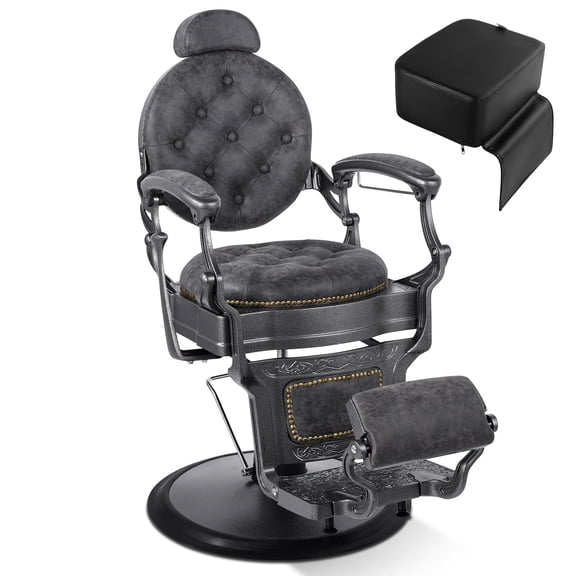 Artist Hand Recline Vintage Barber Chair Hydraulic All Purpose Spa Salon Beauty Equipment(Gray)