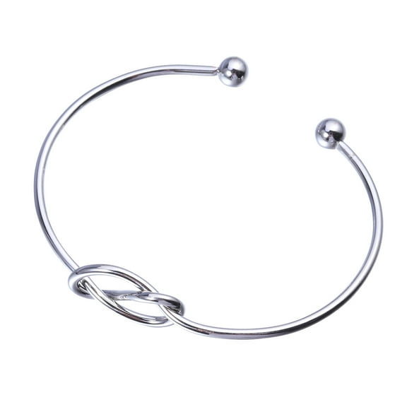 Silver Adjustable Jewelry Bangle for Women Simple Open Cuff Bracelet 7 inches